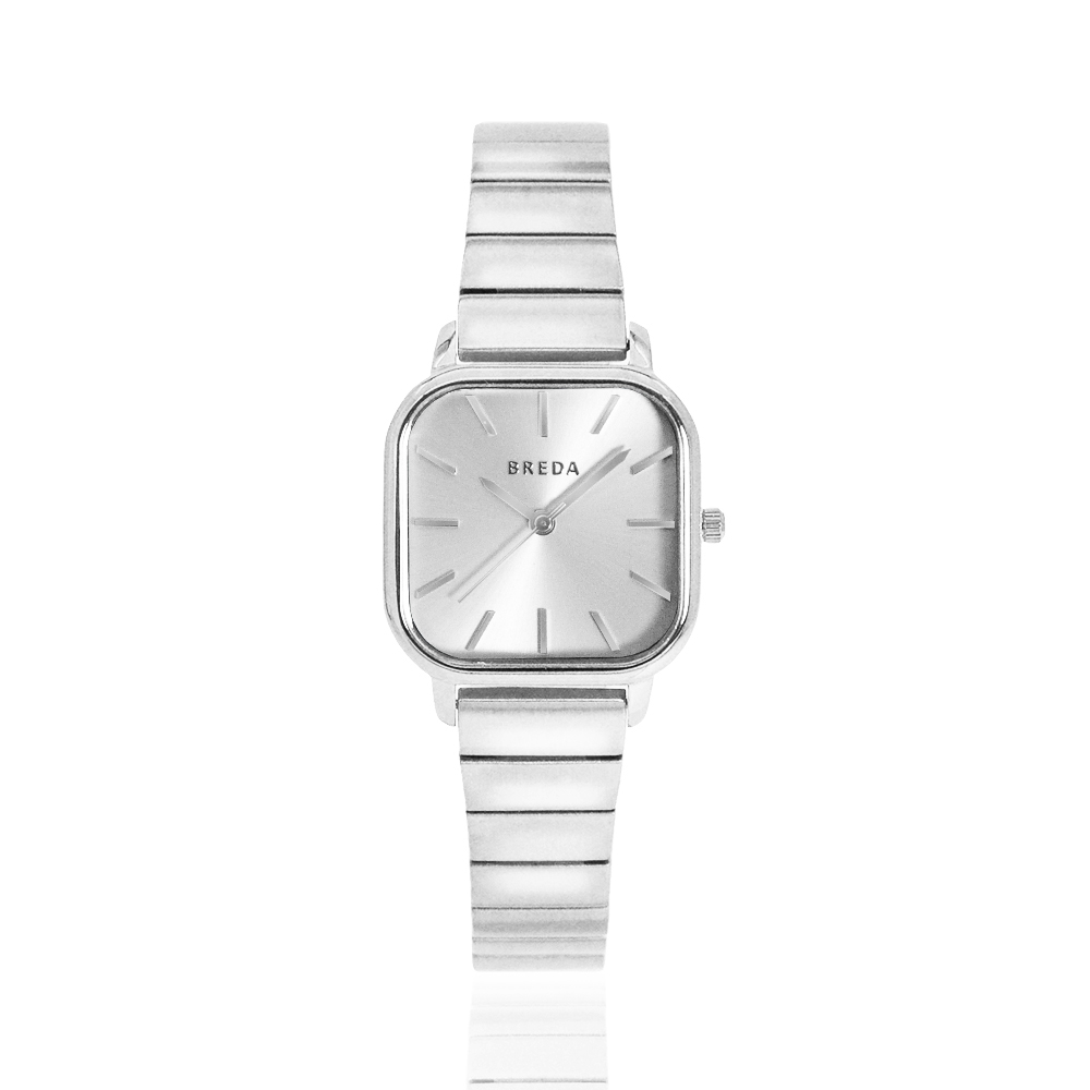BREDA 美國設計師品牌女錶 Esther系列 復古方形手錶 - 白鋼 1735C