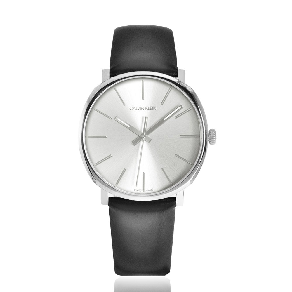 Calvin Klein 美國原廠平行輸入手錶 CK紳士簡約三針皮帶腕錶-白x白鋼 K8Q311C6