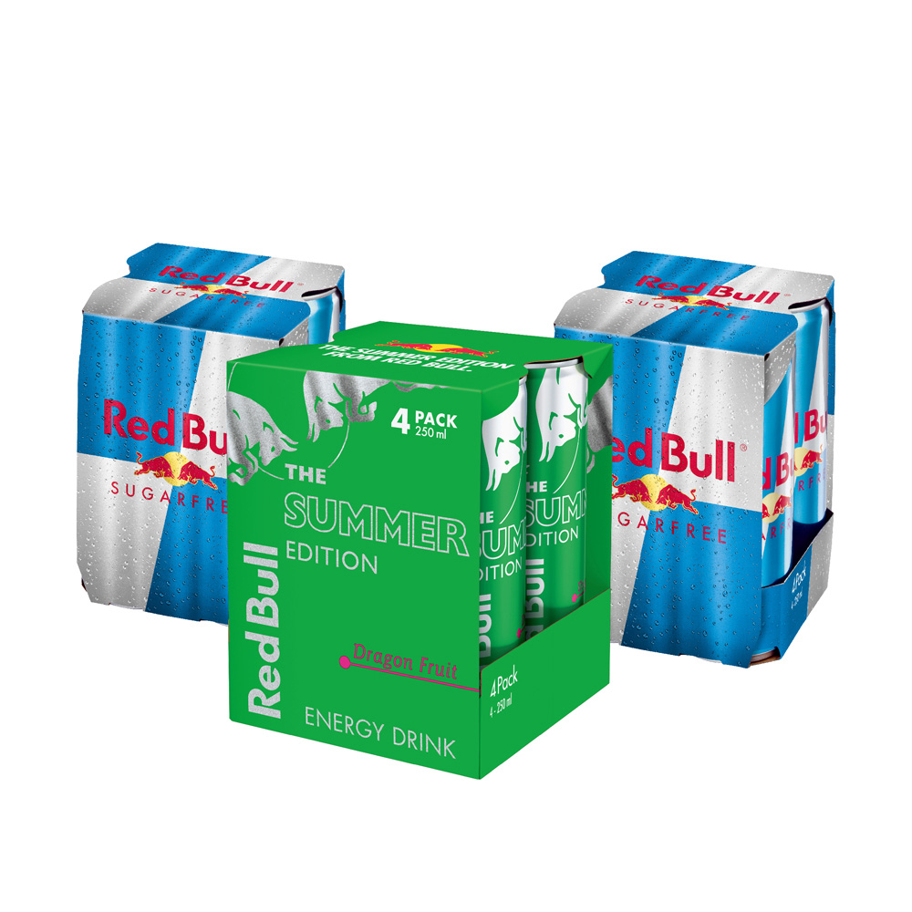Red Bull 紅牛能量飲料 250ml 4入/組x3組(無糖x2+火龍果風味)