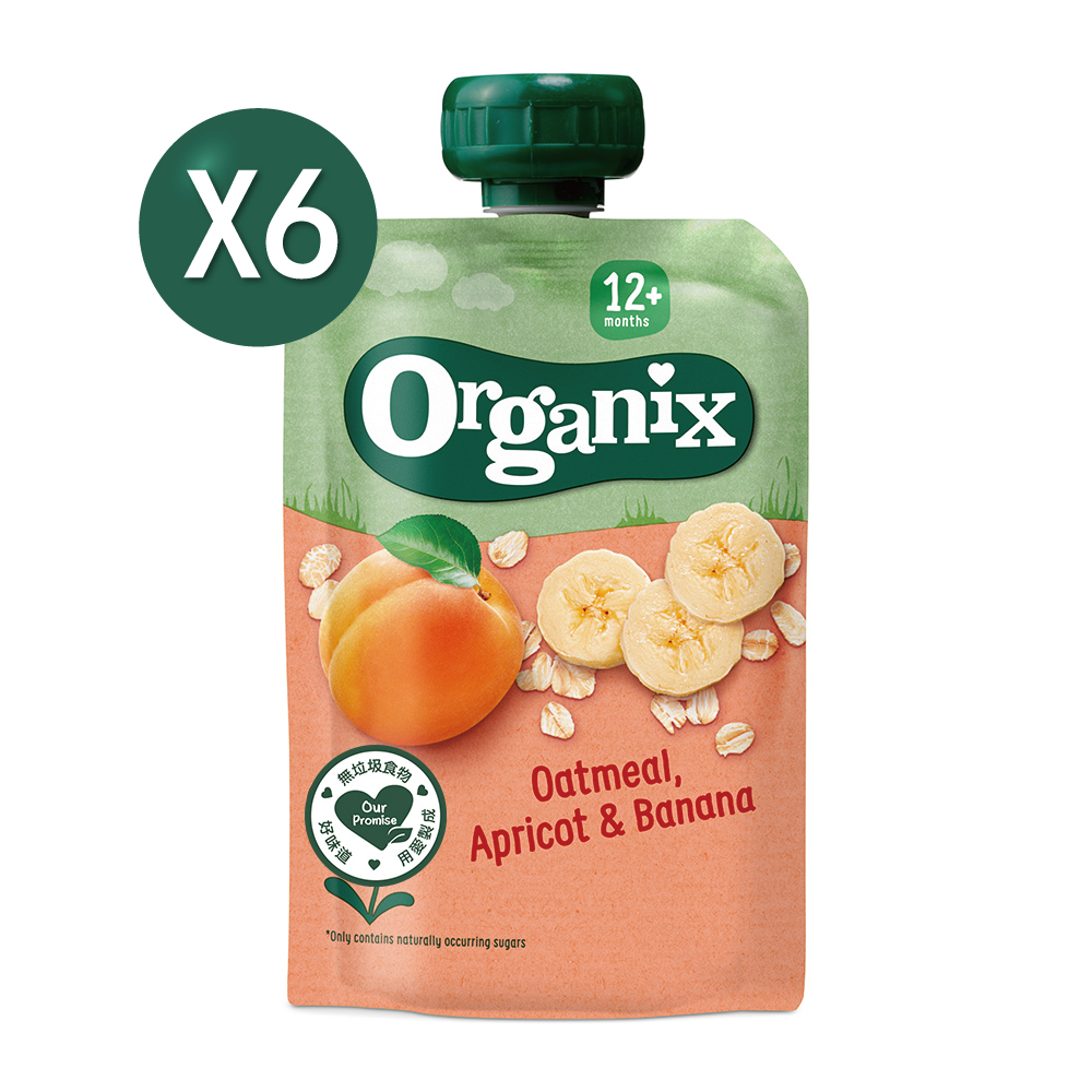 【英國 Organix】燕麥纖泥-杏桃香蕉100gX6