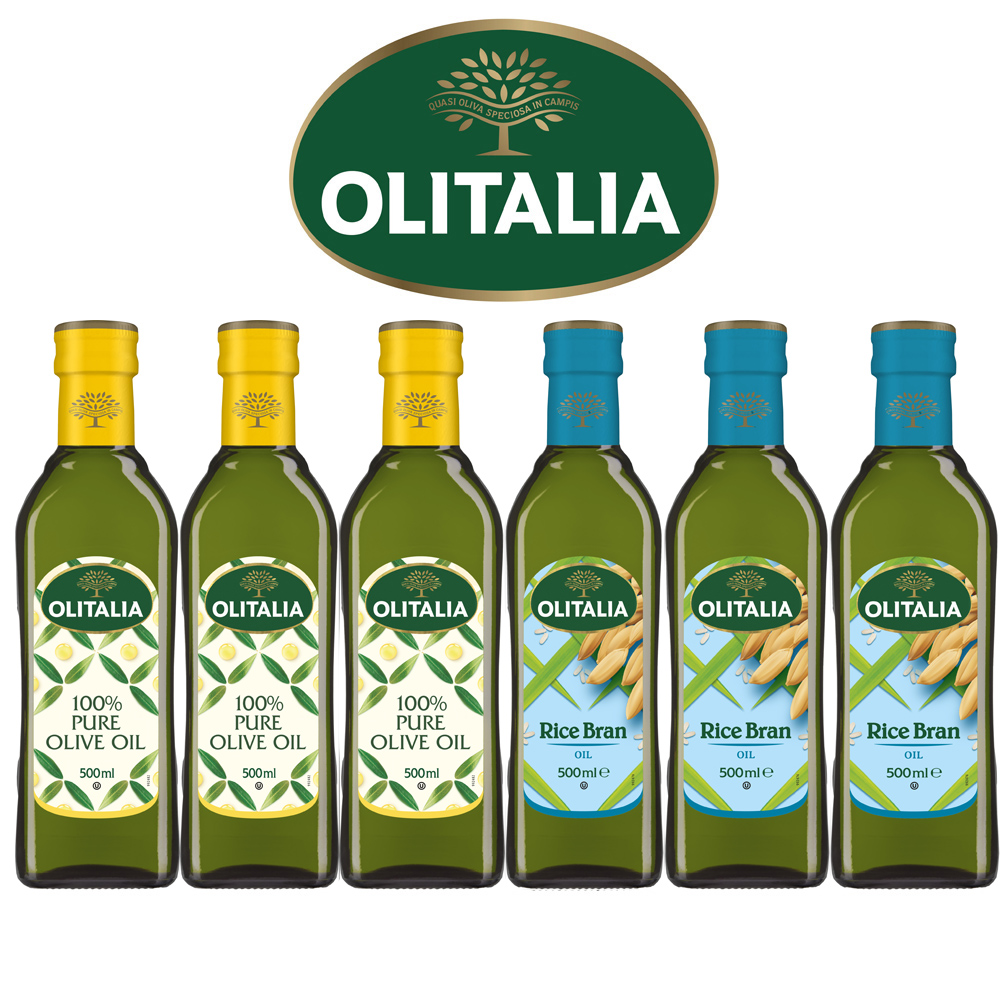 Olitalia奧利塔純橄欖油+玄米油禮盒組(500mlx2瓶x3組)
