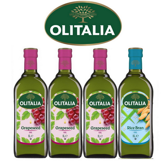 Olitalia奧利塔葡萄籽油1000mlx3瓶+玄米油1000mlx1瓶-主廚經典料理組