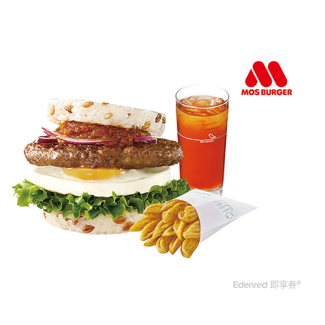 摩斯漢堡-C518超級大麥元氣牛肉珍珠堡+V型薯+冰紅茶(L) 好禮即享券
