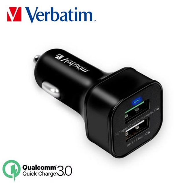 Verbatim 威寶usb車充qc3 0 雙usb Usb充電器x1台 Pchome 24h購物