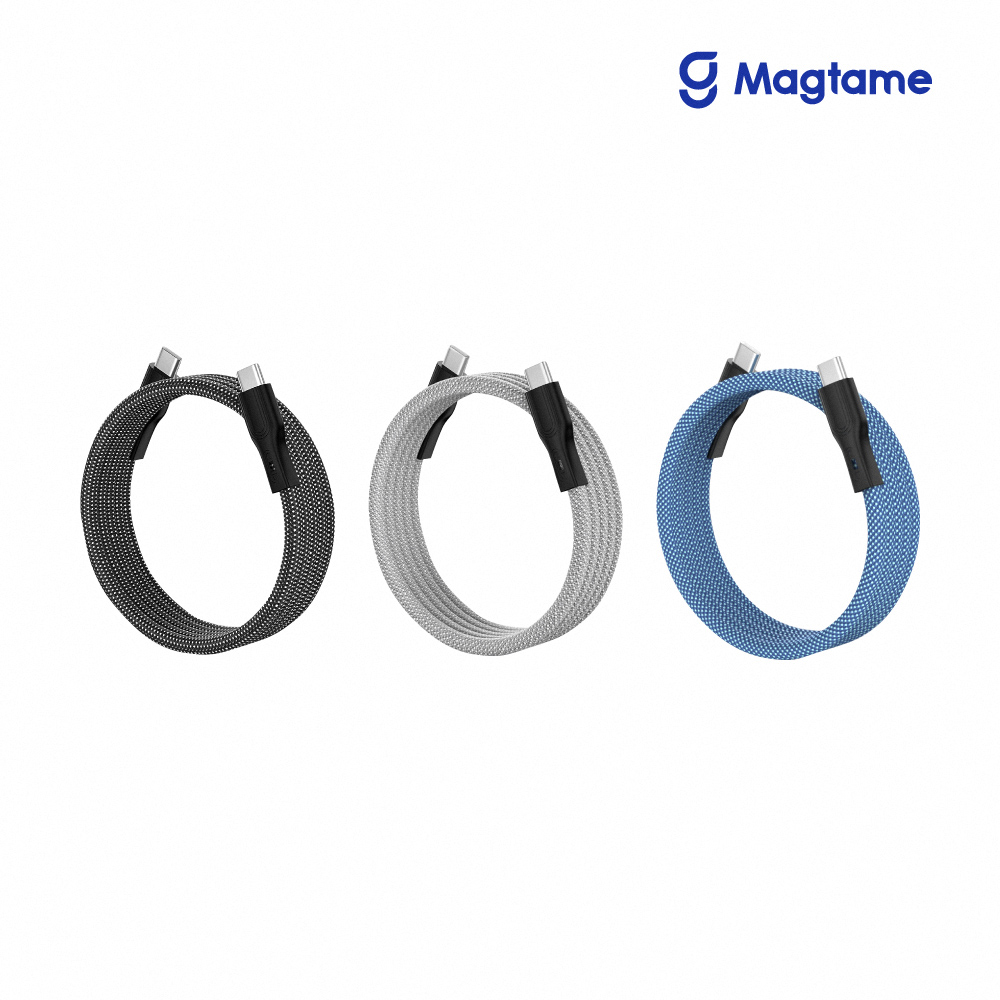 Magtame Type-C to Type-C 60W 圓線款 磁性快收納充電傳輸線 1M