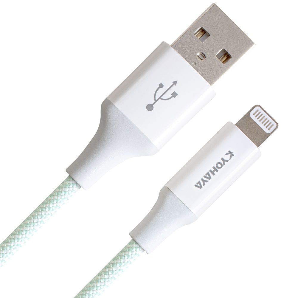 【KYOHAYA】USB-A to Lightning 日本同步馬卡龍色系編織充電線(蘋果充電線) 綠色 六入組