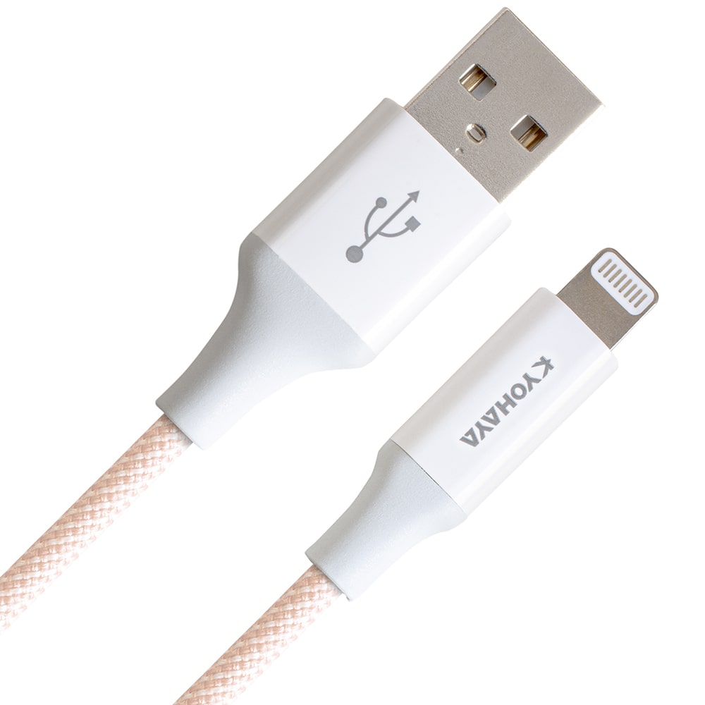 【KYOHAYA】USB-A to Lightning 日本同步馬卡龍色系編織充電線(蘋果充電線) 橙色 六入組