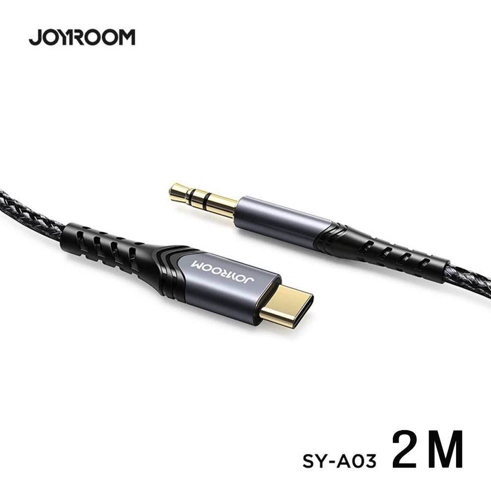 JOYROOM SY-A03 Type-C轉3.5mm 高保真 音頻線2M-黑色