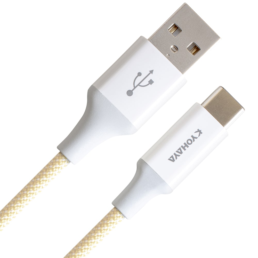 【KYOHAYA】USB-A to Type-C 日本同步馬卡龍色系編織充電線(日本進口充電線) 黃色 六入組
