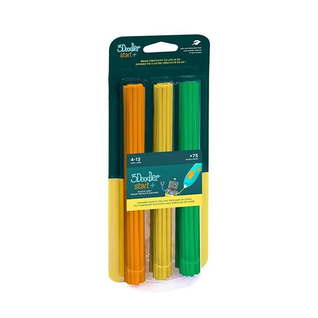 3Doodler Start 兒童版 3D列印筆 環保顏料 – 75根裝(橘、黃、綠)
