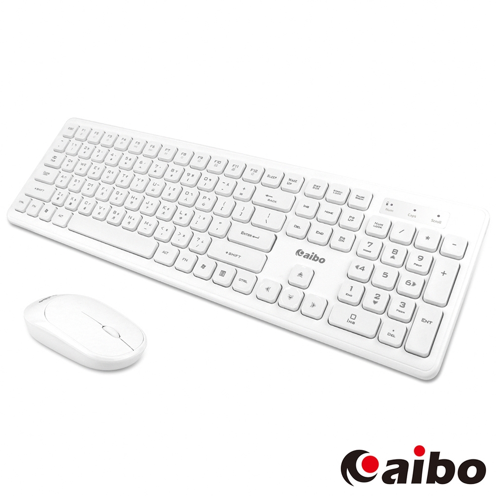 aibo KM10 超薄型文青風 2.4G無線鍵盤滑鼠組-白色