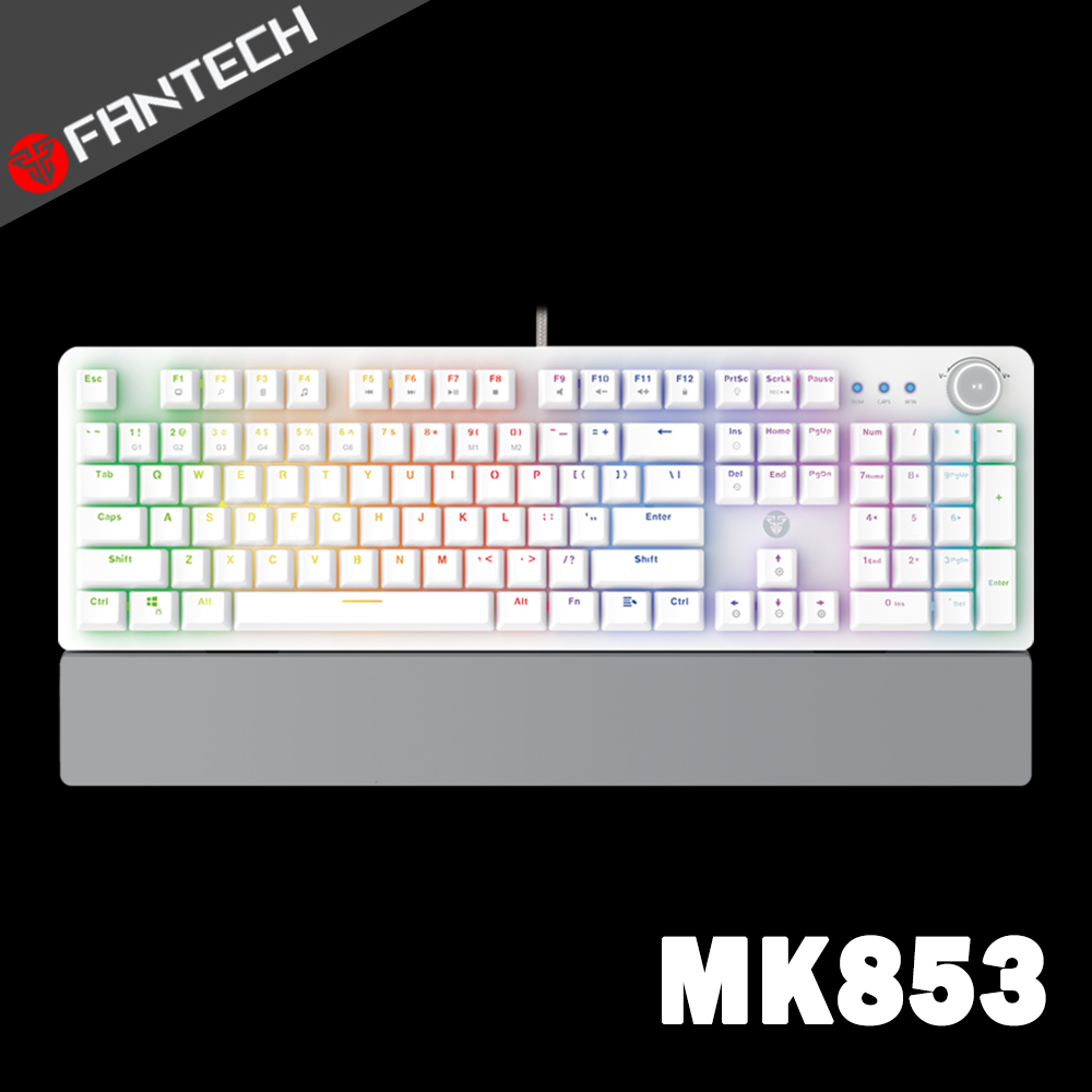 FANTECH MK853 RGB多媒體機械式電競鍵盤(英文版)-白