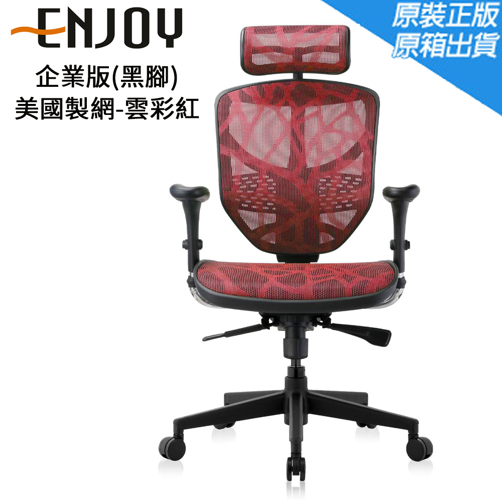 Enjoy 企業版(黑腳)人體工學椅/辦公椅/電腦椅-美國製網-雲彩紅/ZB6