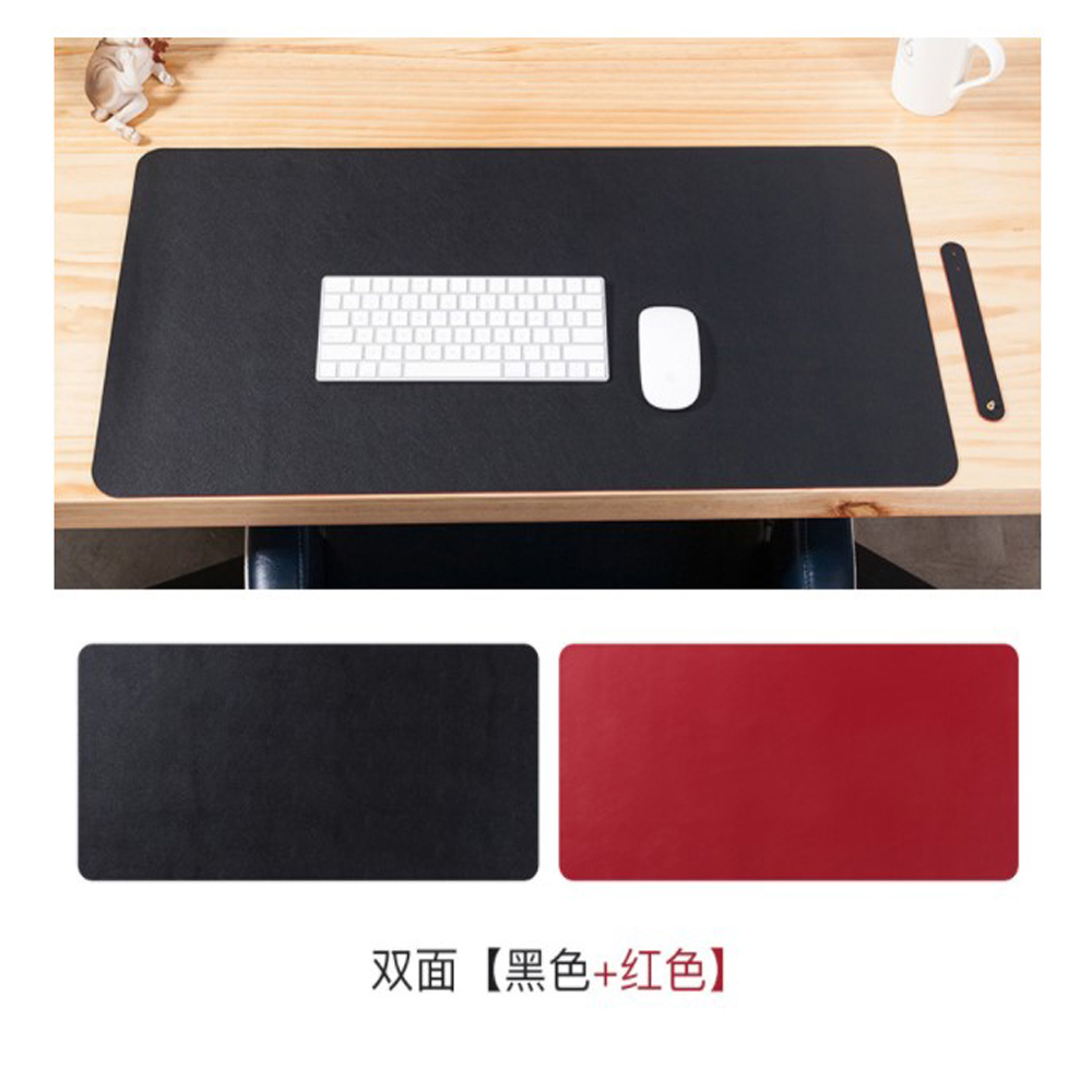 超大雙面皮革防滑滑鼠墊桌墊(紅+黑)