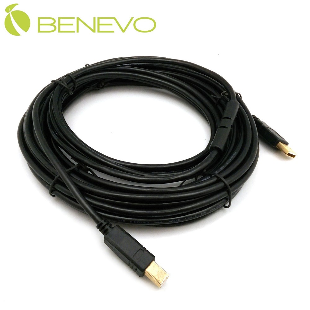 BENEVO主動式 10M USB2.0 A公對B公訊號增益連接線