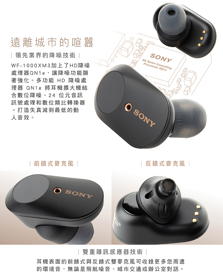 SONY 真無線耳機WF-1000XM3 無線藍牙旗艦降噪- PChome 24h購物