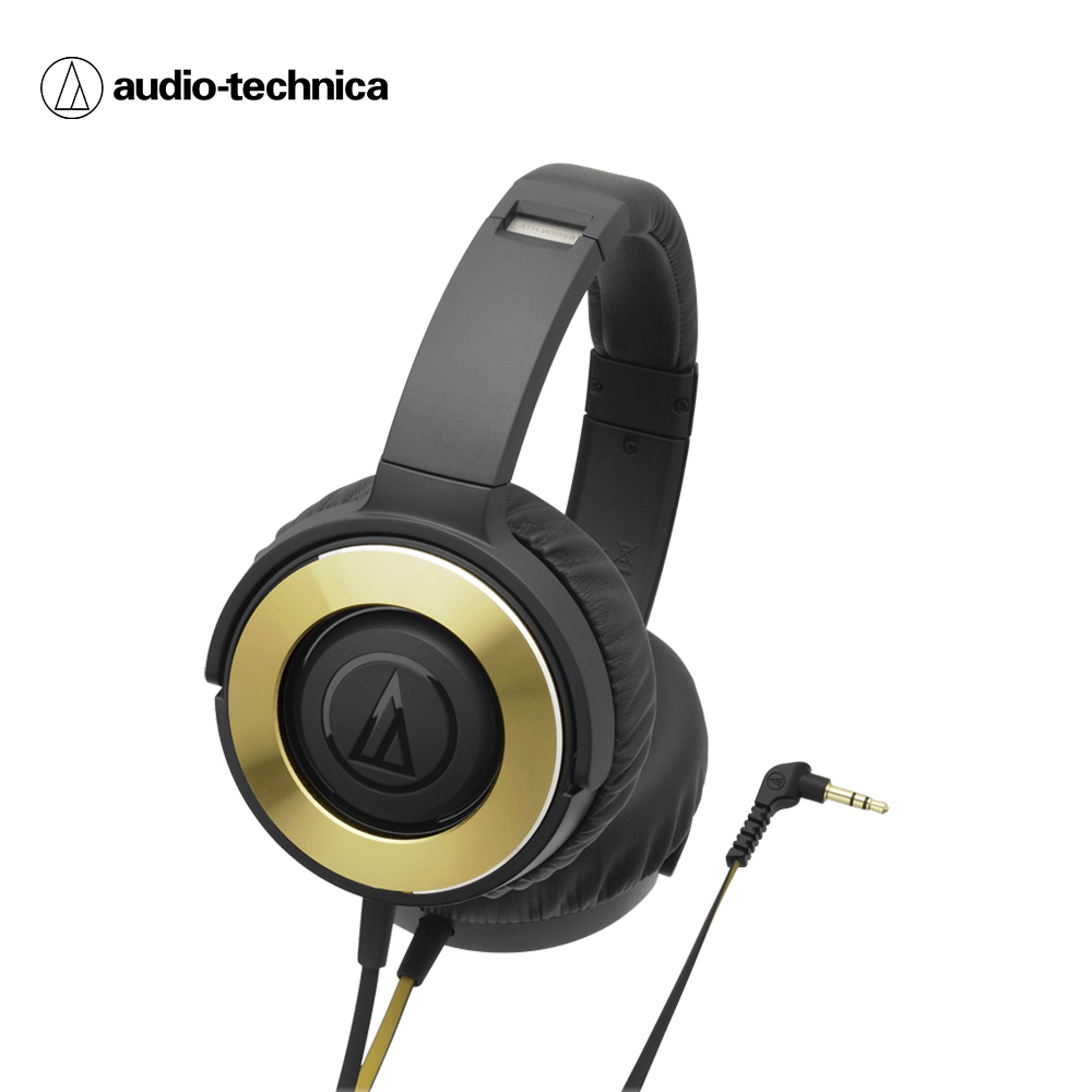 鐵三角 ATH-WS550 SOLID BASS重低音便攜型耳罩式耳機【黑金色】