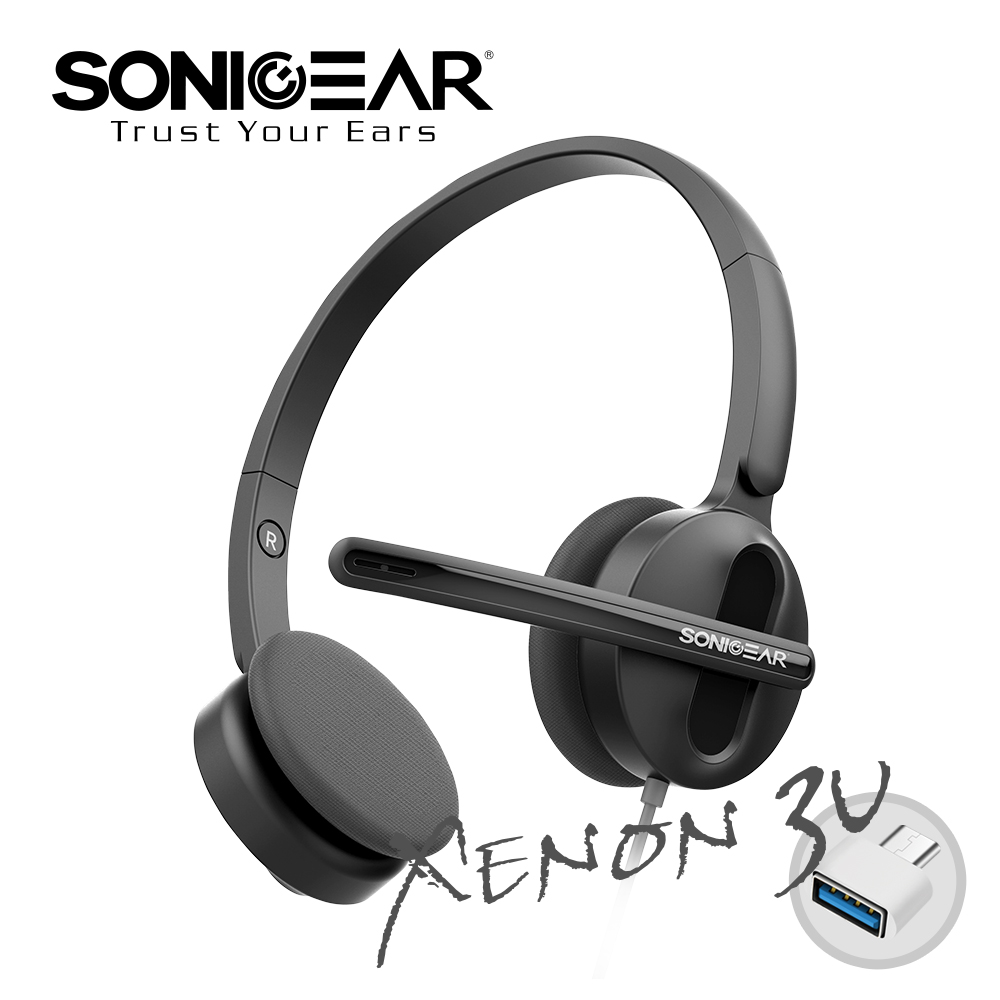 【SonicGear】Xenon 3U 粉彩輕巧雙模式有線耳機麥克風_Black