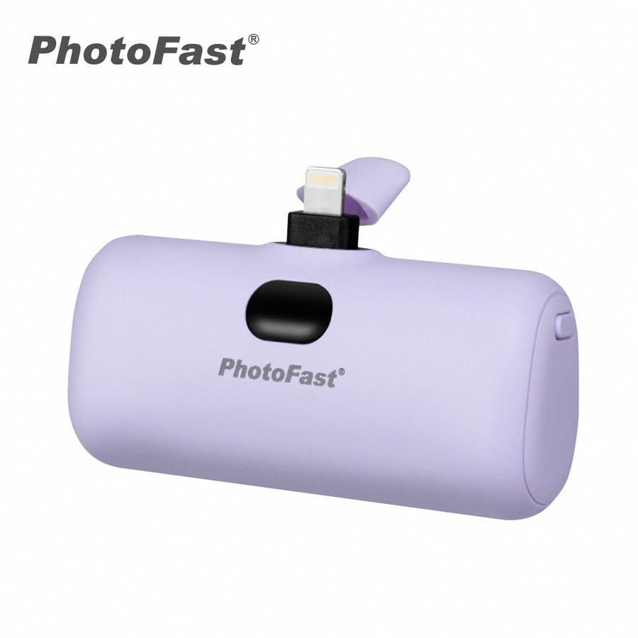 【PhotoFast】Lightning Power 5000mAh 數顯/補光燈口袋行動電源 丁香紫