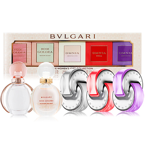 BVLGARI 寶格麗女性小香禮盒(5mlX5)[歡沁玫香+玫瑰金漾+晶澈+晶艷+紫