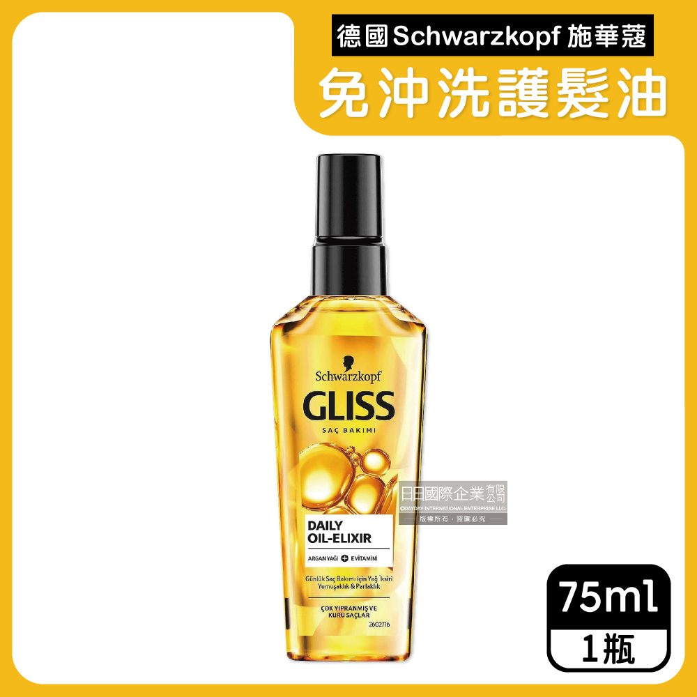 德國施華蔻-GLISS沙龍級免沖洗修護髮油75ml/瓶