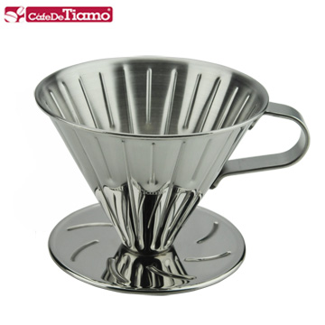 Tiamo V02不銹鋼圓錐咖啡濾杯組-鏡光款(HG5034MR)