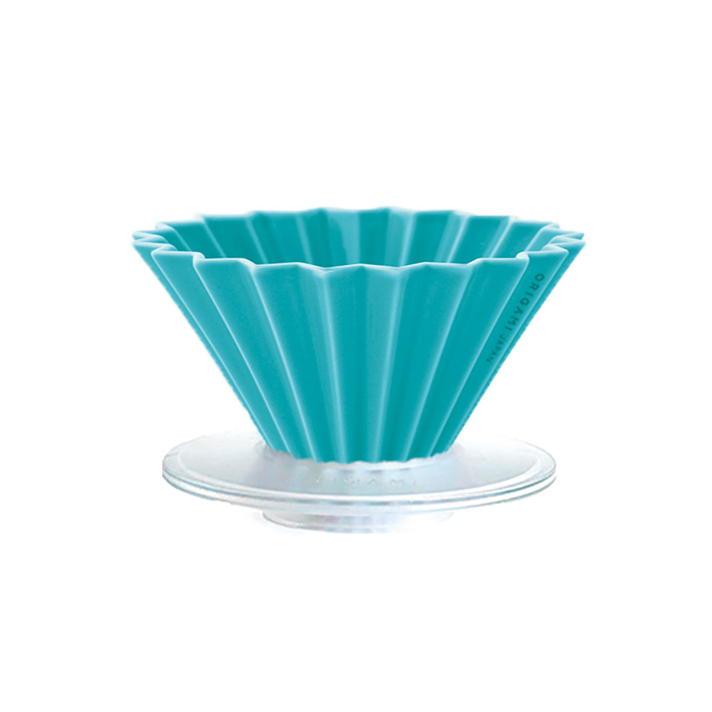 日本ORIGAMI 摺紙咖啡陶瓷濾杯組 M 第二代（AS杯座）（土耳其藍色）