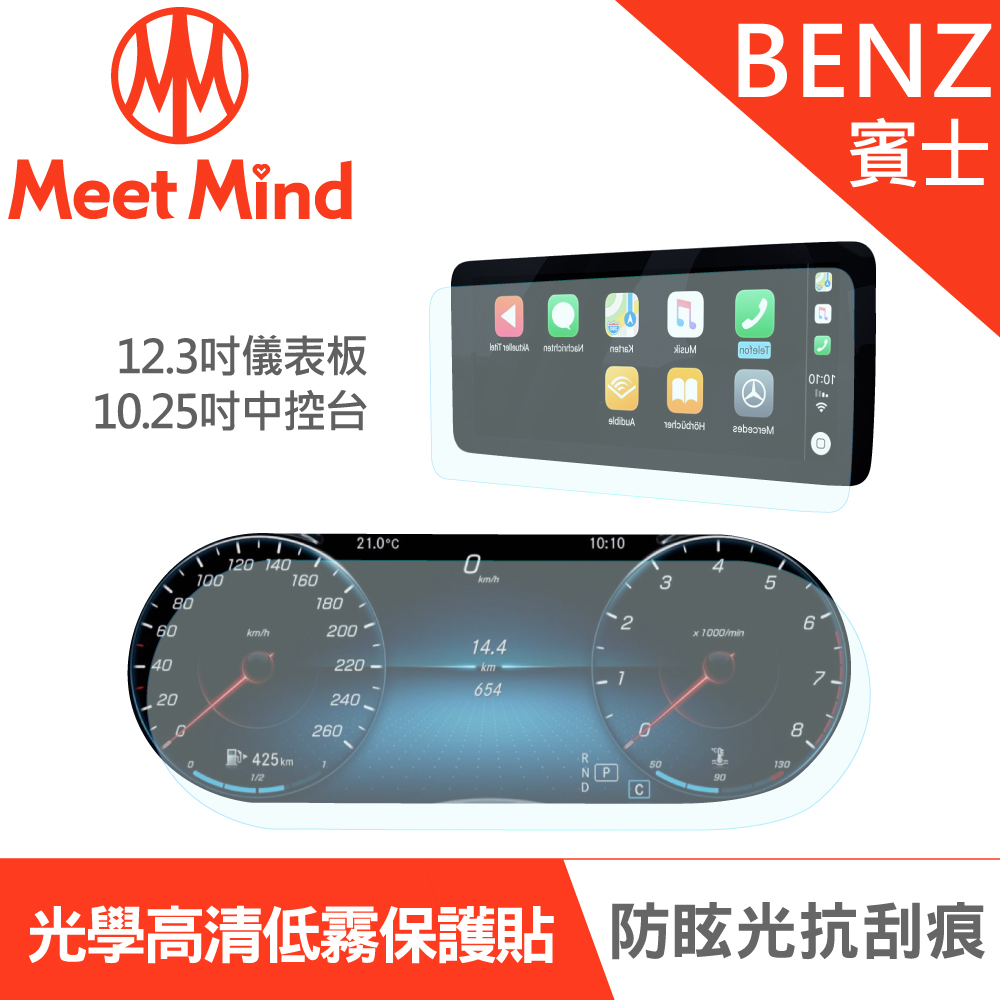 【Meet Mind】光學汽車高清低霧螢幕保護貼 Benz The New C- Class系列 2021-01後 賓士