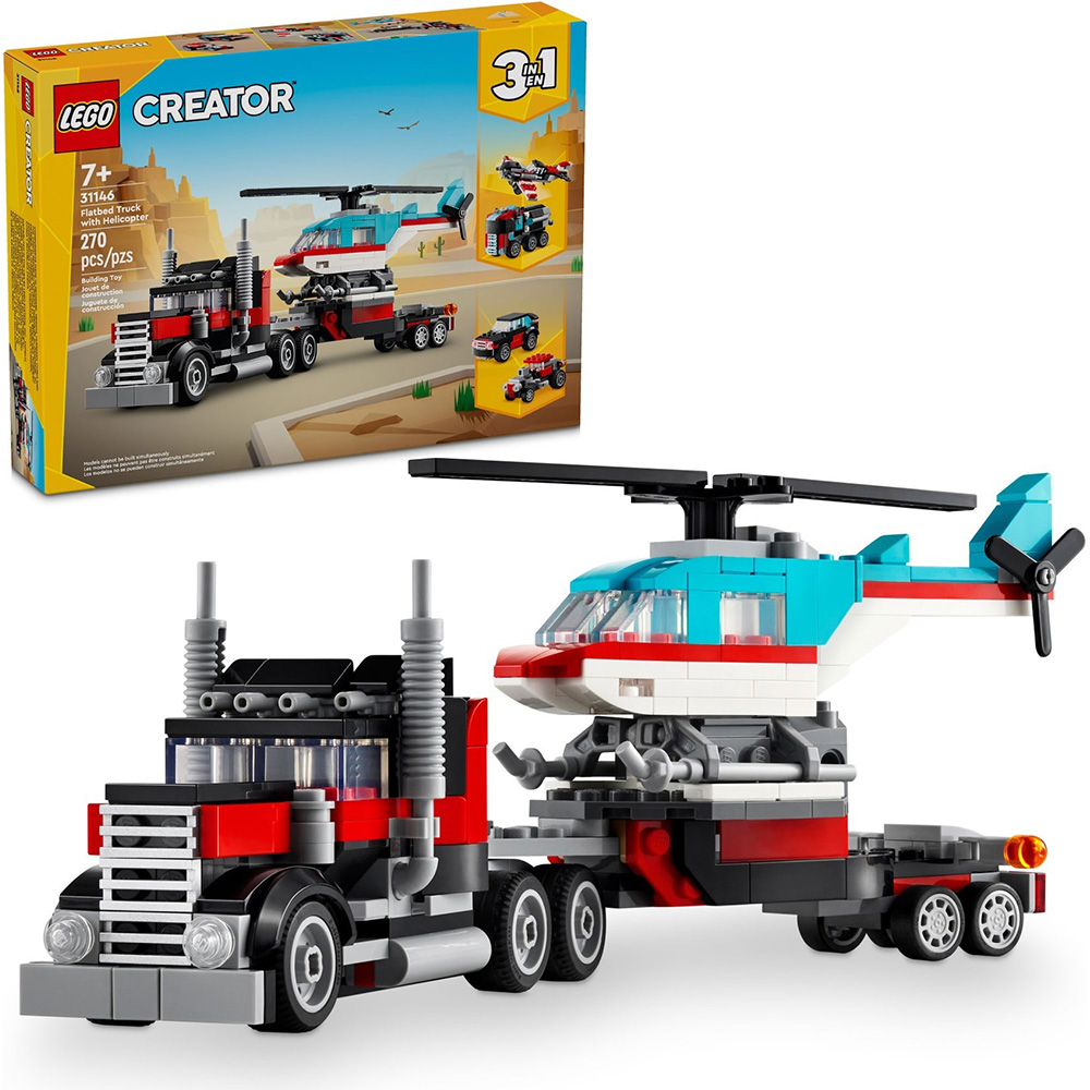 樂高積木LEGO《LT 31146》202401 創意大師三合一系列-平板卡車和直升機