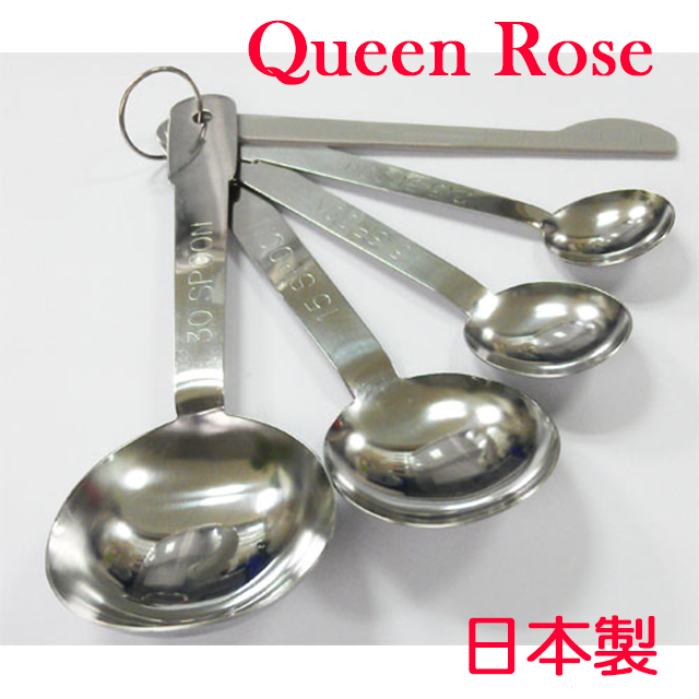 日本霜鳥Queen Rose不銹鋼量匙(4量匙+小刮刀)