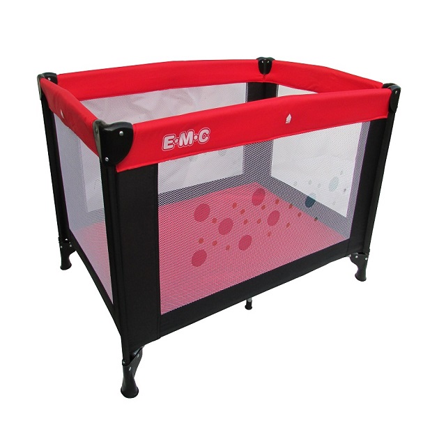 EMC輕巧型嬰兒床(紅黑)具遊戲功能!