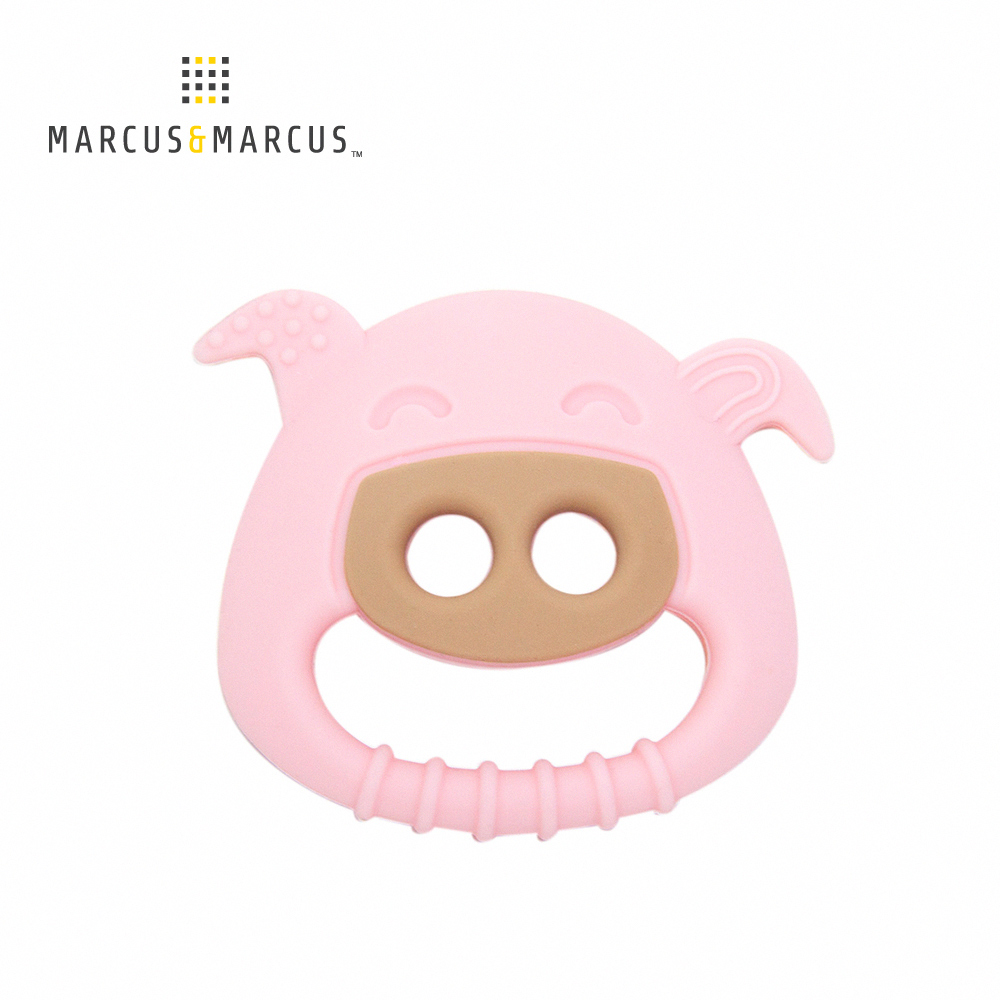 MARCUS＆MARCUS 動物樂園感官啟發固齒玩具-粉紅豬