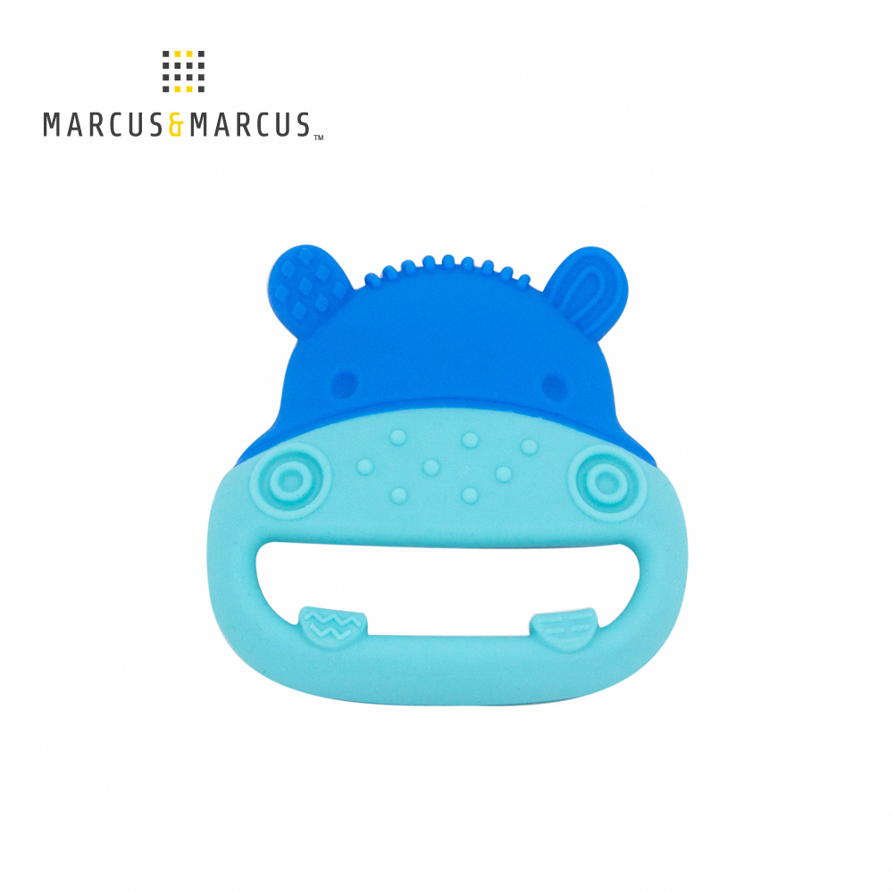 MARCUS＆MARCUS 動物樂園感官啟發固齒玩具-藍河馬