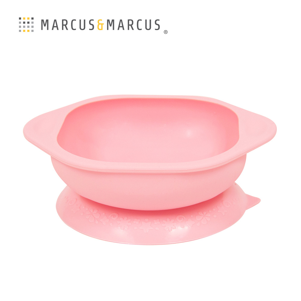 MARCUS＆MARCUS 動物樂園矽膠防漏幼兒學習吸盤碗-粉紅豬(粉)
