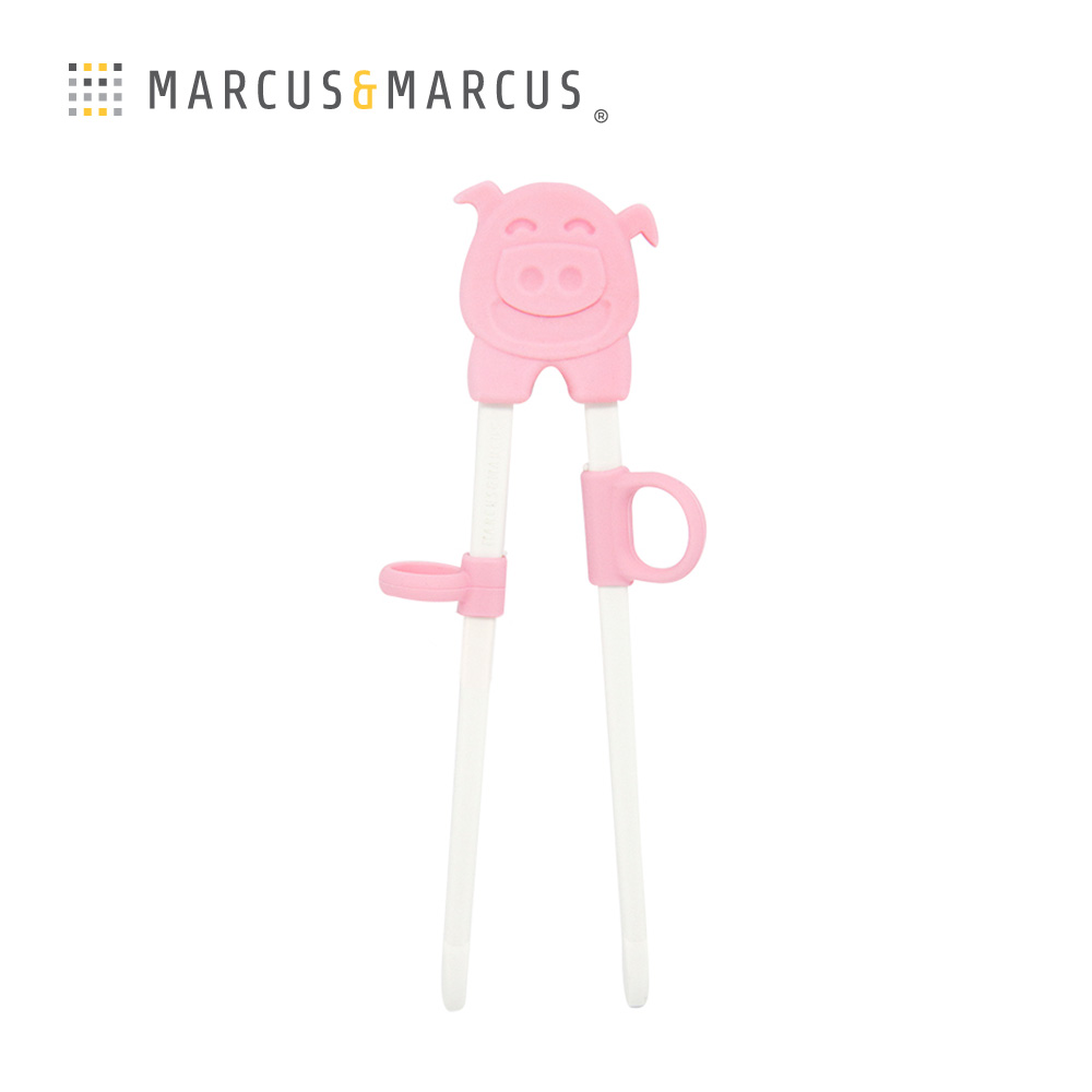 MARCUS＆MARCUS 動物樂園幼兒學習筷-粉紅豬(粉)