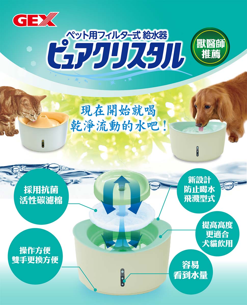 日本gex 視窗型淨水飲水器 純淨白1 5l 貓用 犬用 Pchome 24h購物