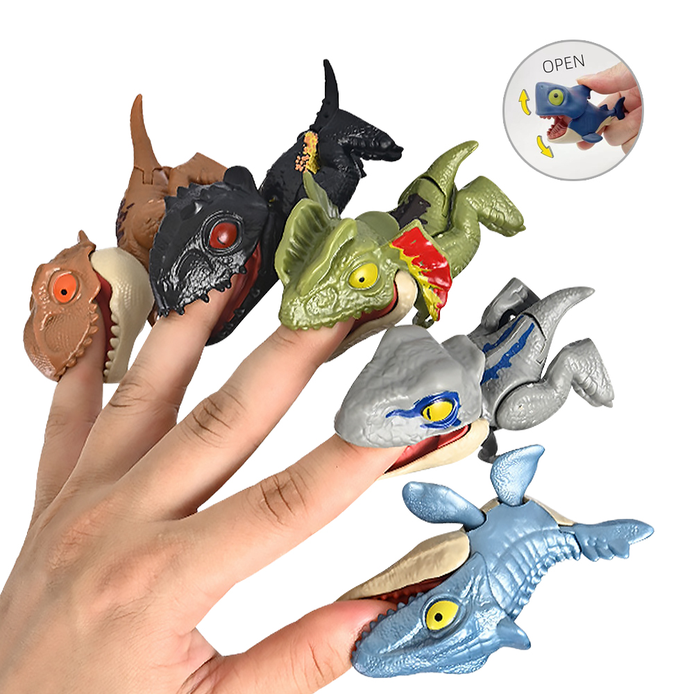 【Mesenfants】(5入)咬手指恐龍 手指恐龍 小恐龍 Q版恐龍玩具 暴龍 侏羅紀恐龍 恐龍公仔
