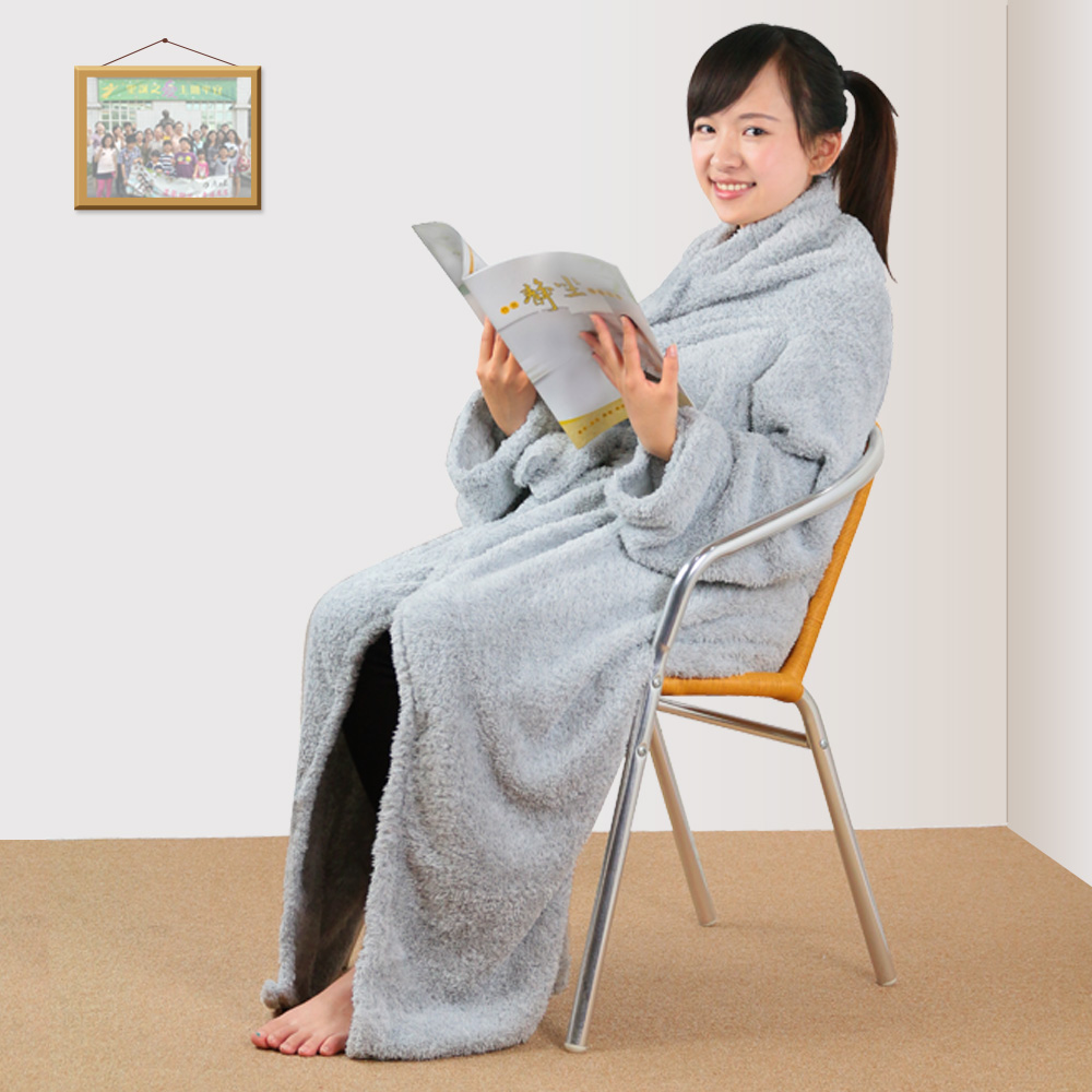 【源之氣】竹炭超細纖維居家兩用袖毯(附繩) RM-10375