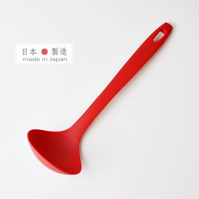 【HOME chef】日本製 不沾鍋琺瑯鍋耐熱湯勺(L) 櫻桃紅