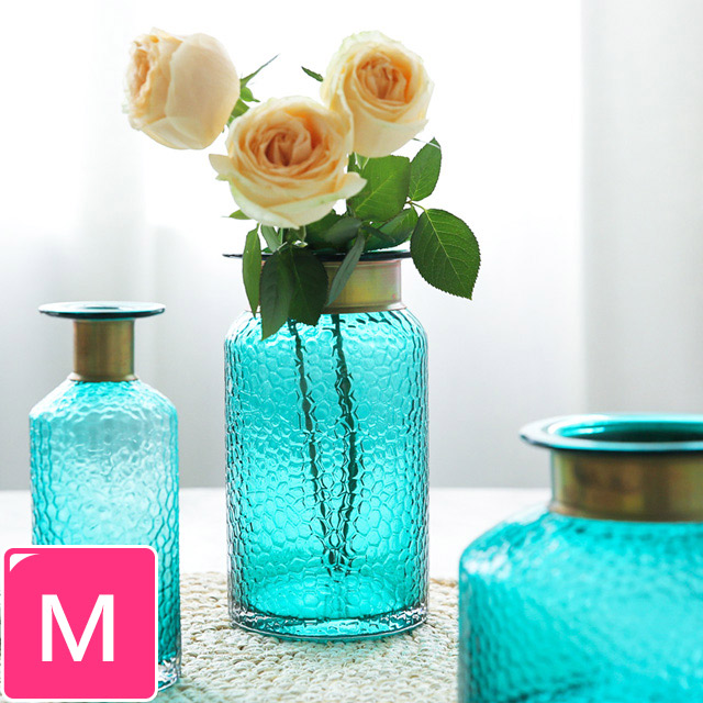 Meric Garden 現代北歐輕奢銅圈藝術裝飾玻璃花瓶 M Pchome 24h購物