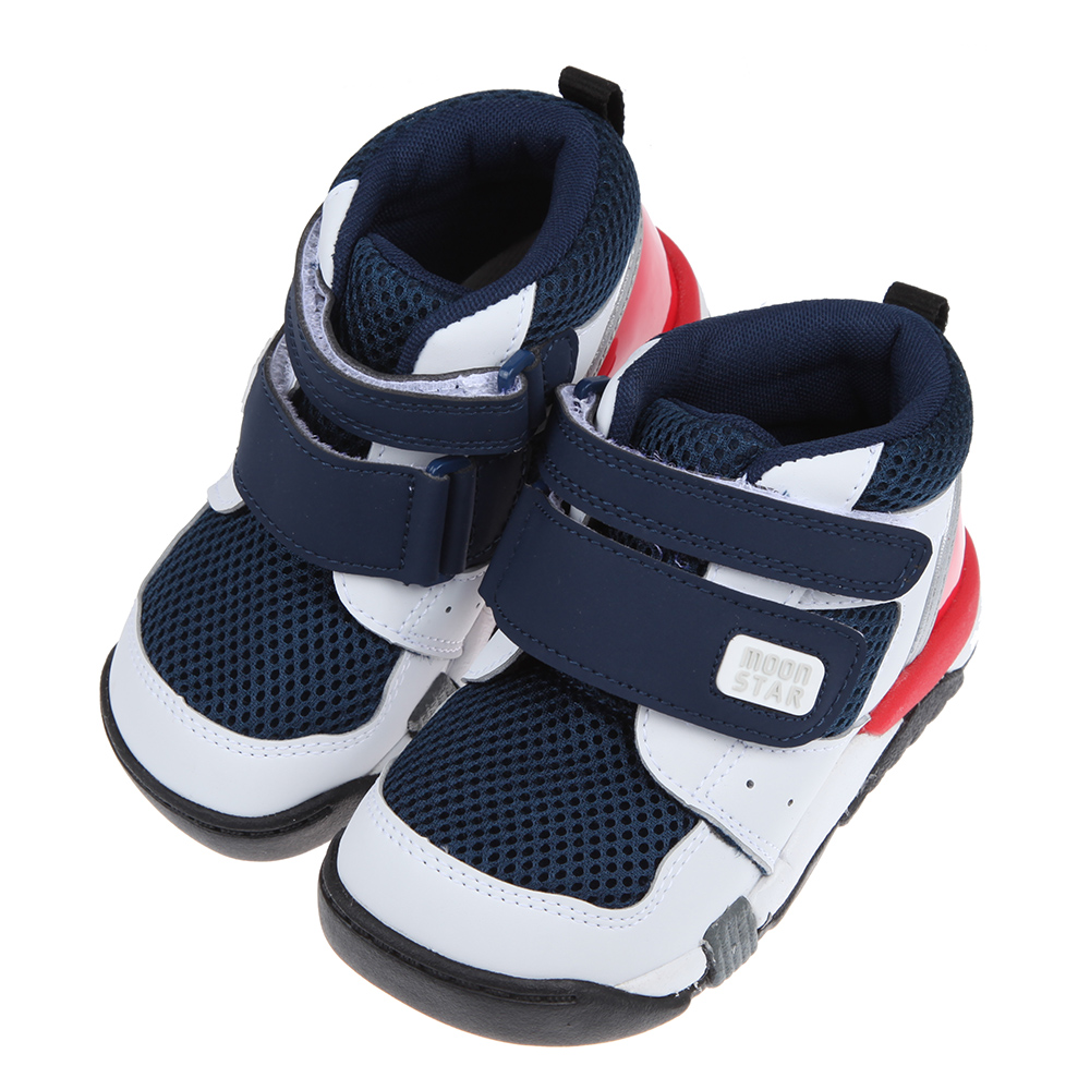 《布布童鞋》Moonstar日本Carrot深藍色兒童護足機能鞋(15~21公分) [ I2B835B