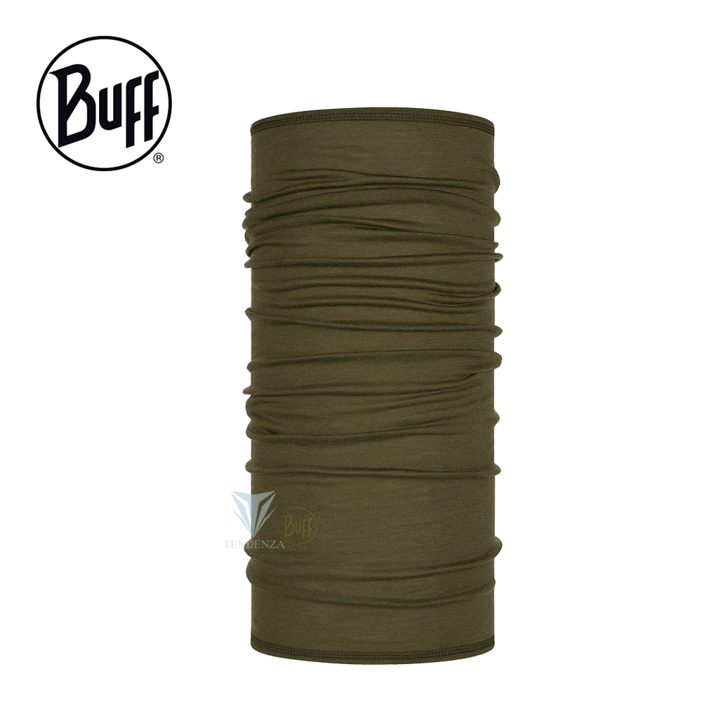 【BUFF】BF113010 舒適素面-美麗諾羊毛頭巾-橄欖綠