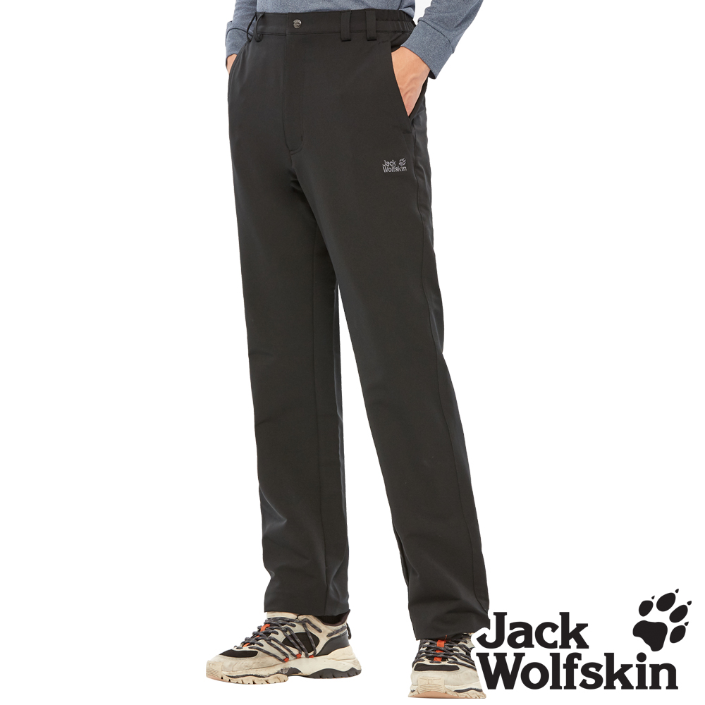 【Jack Wolfskin 飛狼 】男 防撥水極簡彈性休閒長褲 登山褲『黑色』