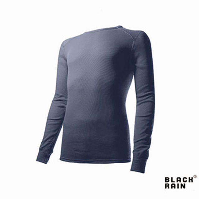 【荷蘭Black Rain】男款 銀離子圓領保暖衣BR602022 (58丈青條紋)