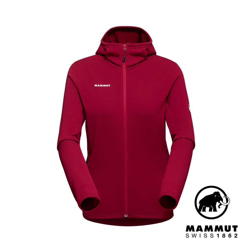 【Mammut 長毛象】Aconcagua Light ML Hooded Jkt 輕量刷毛連帽外套 緋紅 女款 #1014-04410