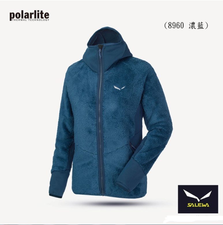 【義大利 SALEWA】 PUEZ 女 Polarlite保暖全門襟連帽外套 26627 (8960 濃藍)