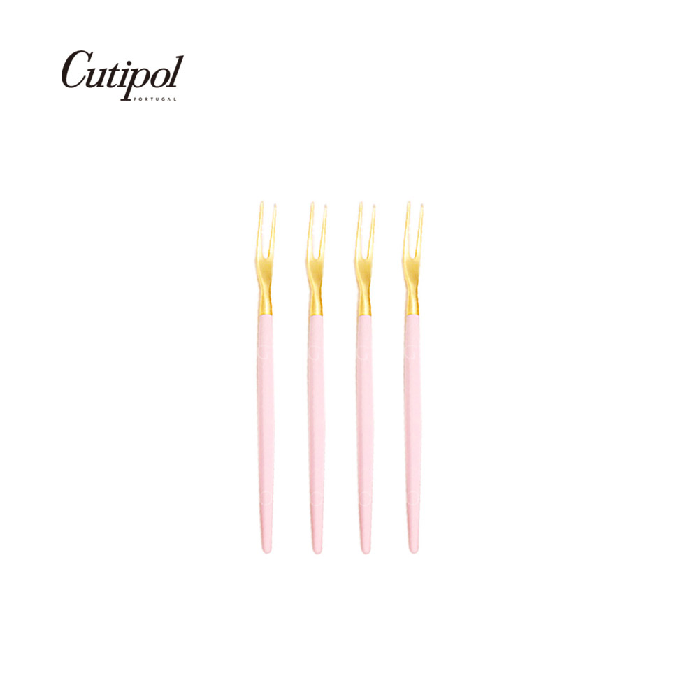 葡萄牙Cutipol GOA 系列-粉紅金霧面不銹鋼-11.5cm水果小叉(四入組)