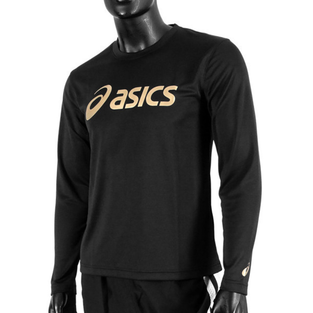 Asics T-Shirts [2033B129-002 男 長袖 T恤 運動 透氣 排汗 吸濕 快乾 抗UV 黑金