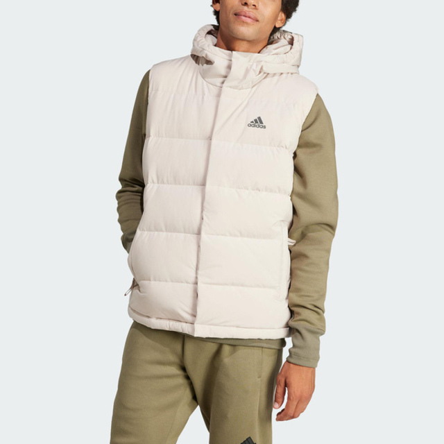 Adidas Helionic Vest [HY3935 男 羽絨背心 亞洲版 運動 戶外 休閒 鴨絨 保暖 冬季 米