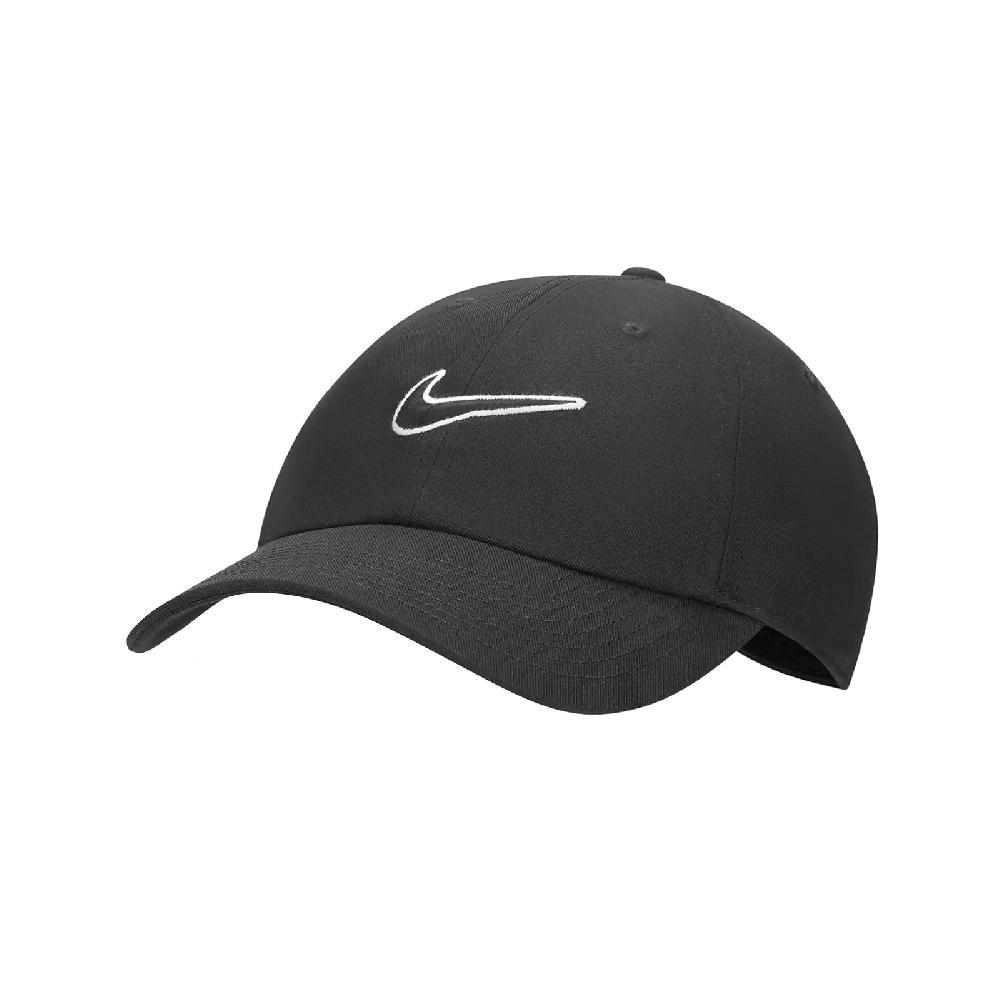Nike 耐吉 棒球帽 Club Swoosh Cap 男款 黑 白 刺繡 可調式帽圍 帽子 老帽 FB5369-010